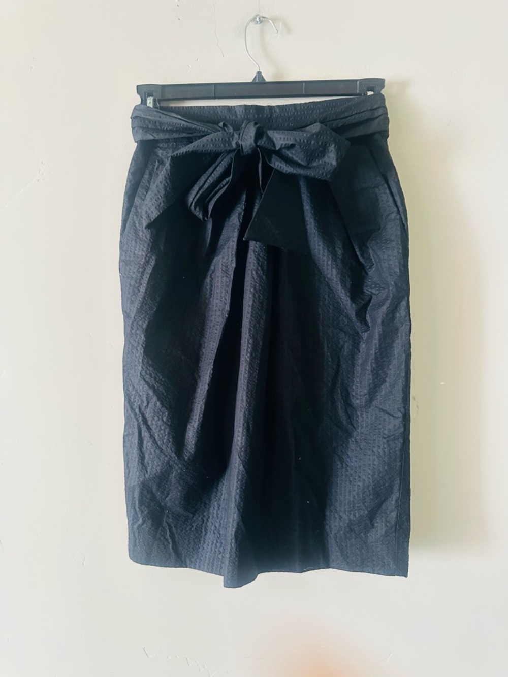 J. Crew Black Tie-Waist Midi Skirt